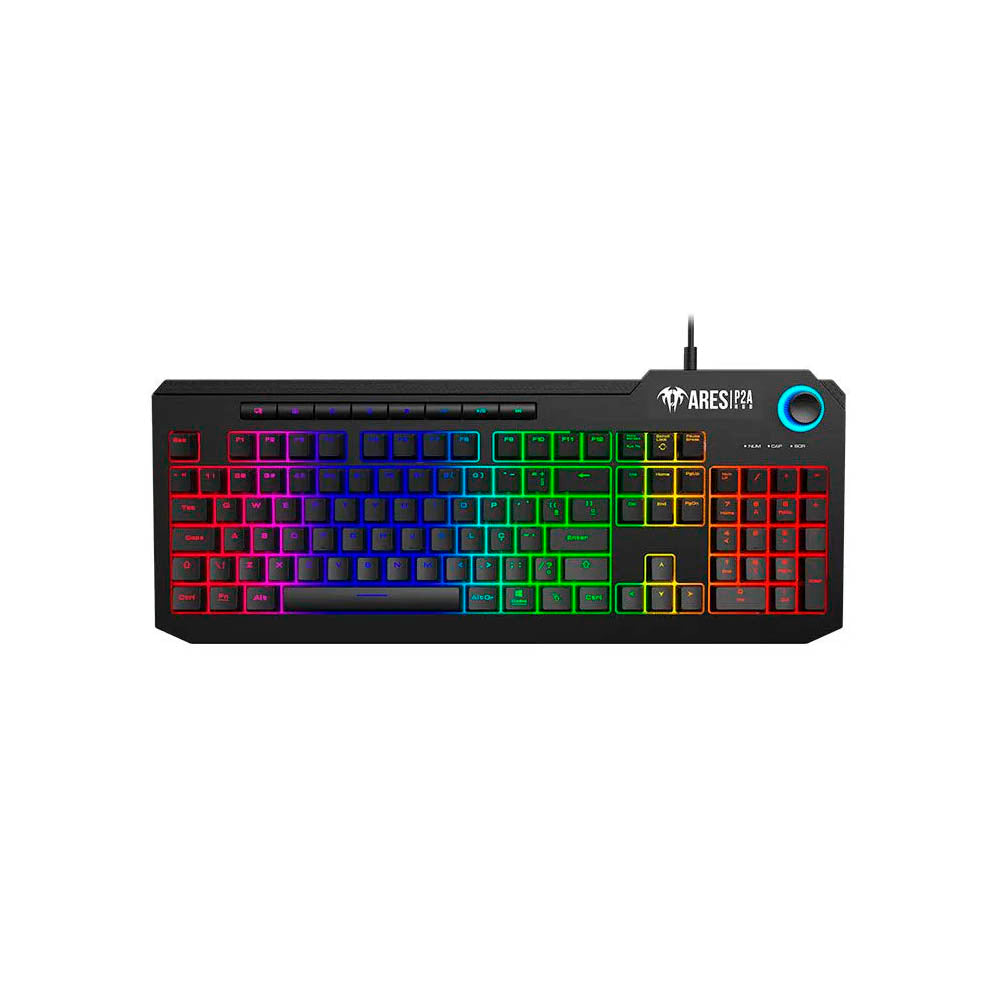 Teclado Gamer Membrana Gamdias Ares Led RGB Preto - ARES P2A (ABNT2) Truedata